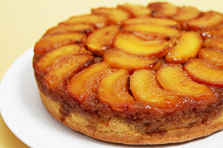 Peach upside-down cake