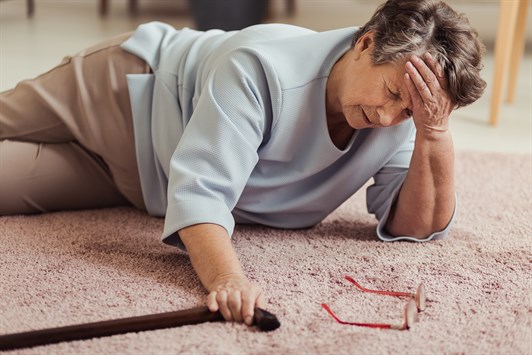 Woman fallen on the floor